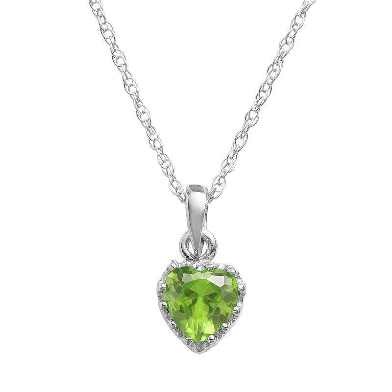 Designs by Gioelli Sterling Silver Peridot Heart Crown Pendant, Womens Green Product Image