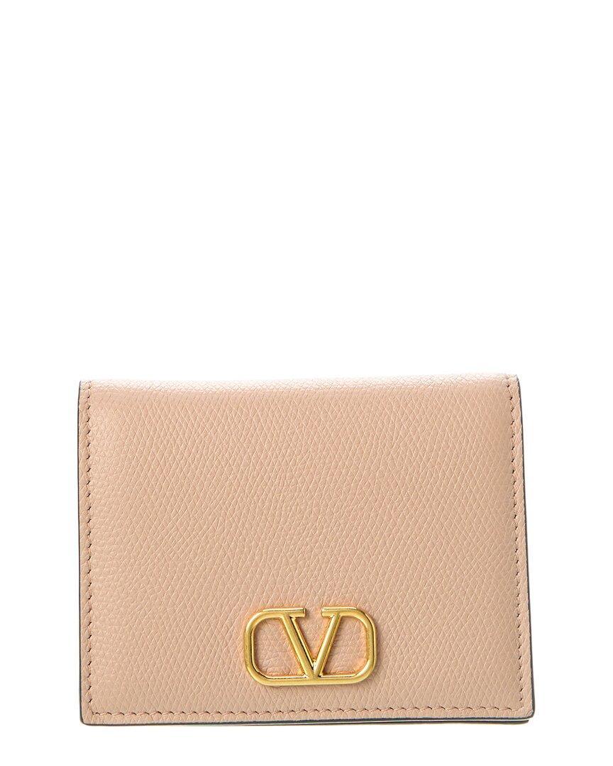 VALENTINO GARAVANI Valentino Vlogo Signature Leather Card Case In Gray Product Image