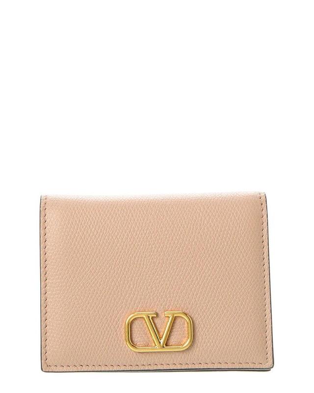 VALENTINO GARAVANI Valentino Vlogo Signature Leather Card Case In Gray Product Image