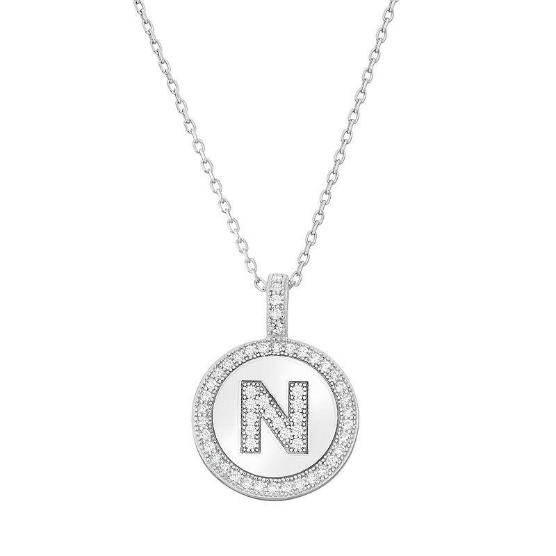 Sterling Silver Cubic Zirconia Initial Pendant Necklace, Womens Product Image