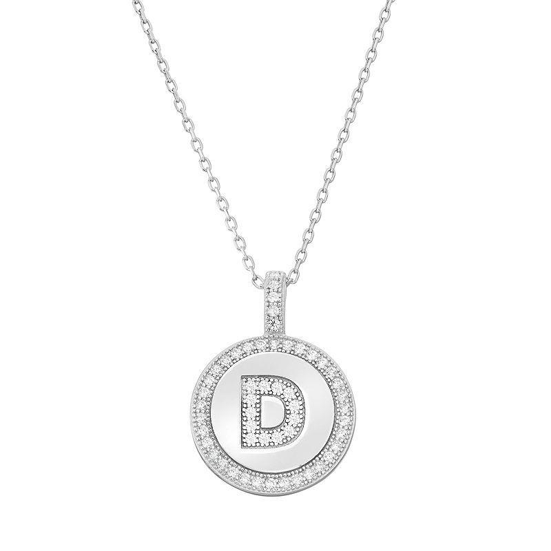 Sterling Silver Cubic Zirconia Initial Pendant Necklace, Womens Product Image