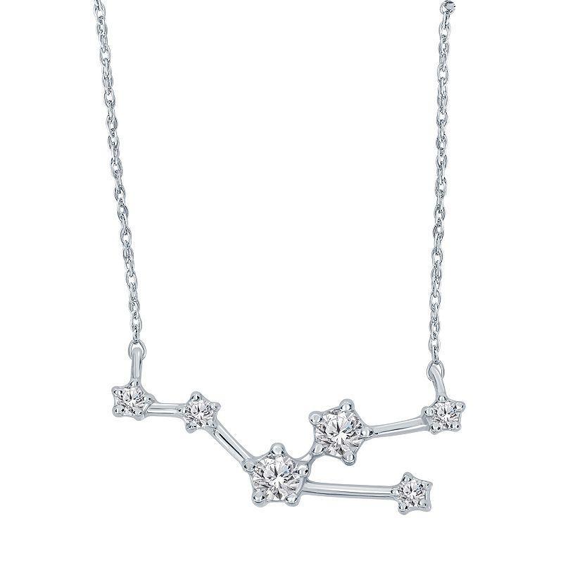 Sterling Silver 1/5 Carat T.W. Diamond Constellation Necklace, Womens Gemini Product Image