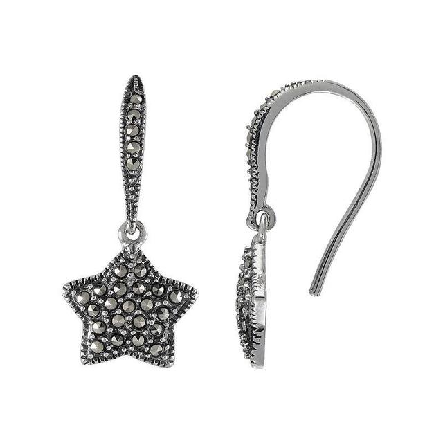 Lavish by TJM Sterling Silver Star Drop Earrings, Womens, Black Product Image