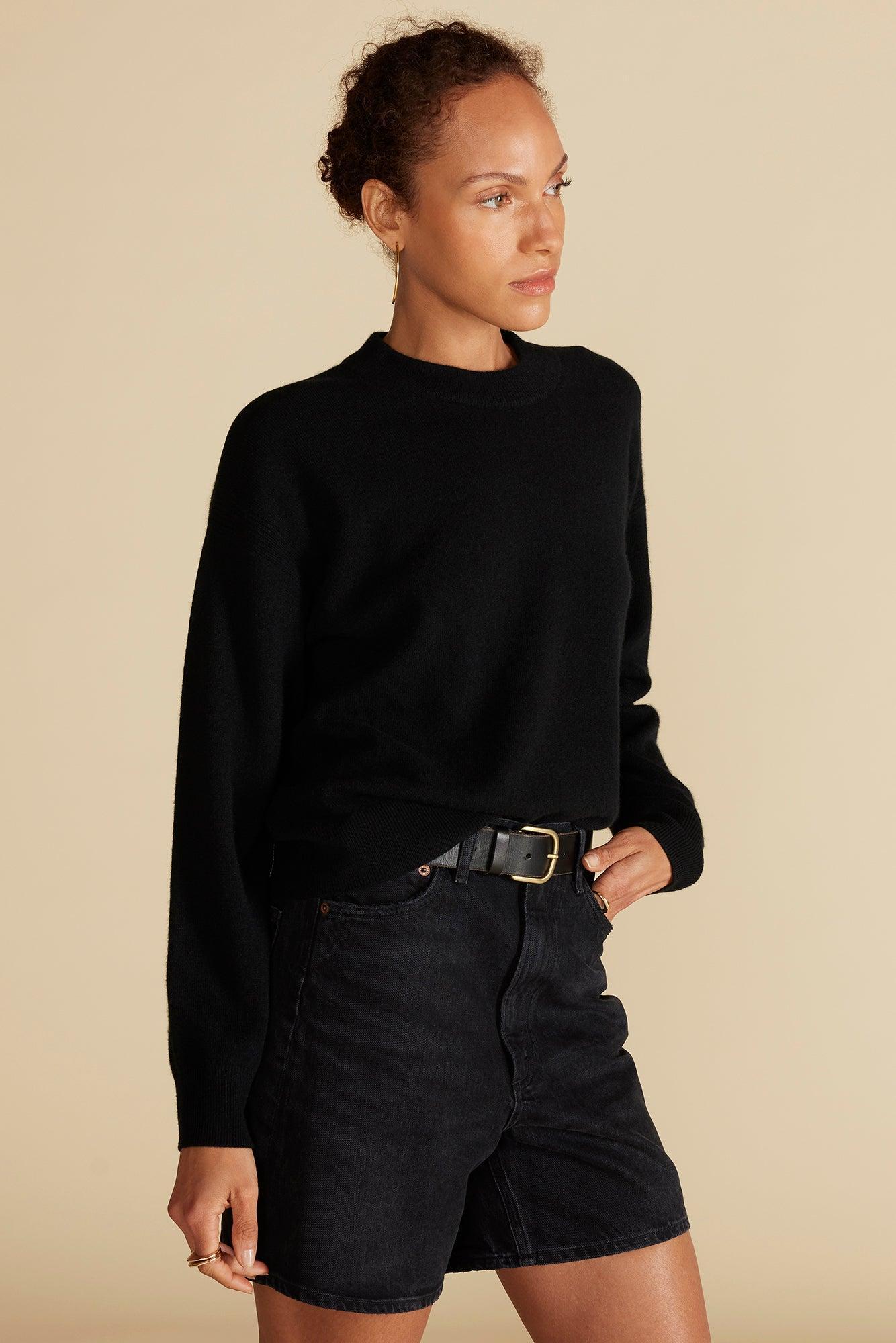 Pearl Cashmere Sweater - Licorice Black Product Image