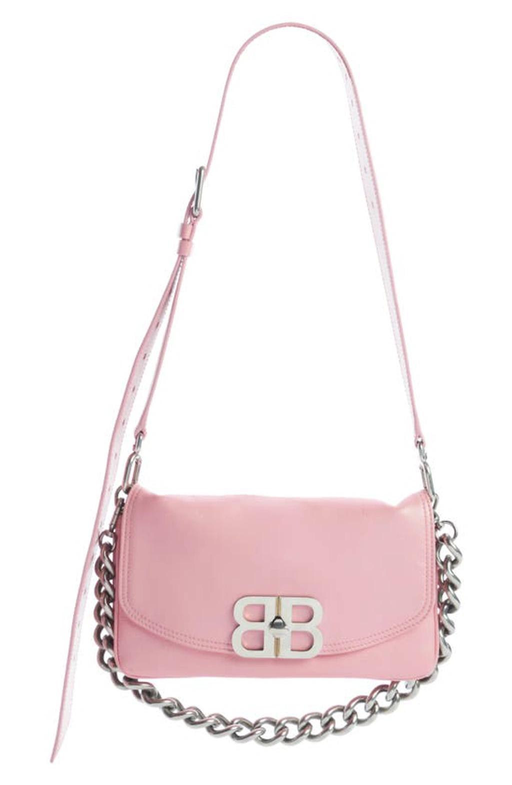 BALENCIAGA Bb Soft Flap Leather Shoulder Bag In Pink Product Image