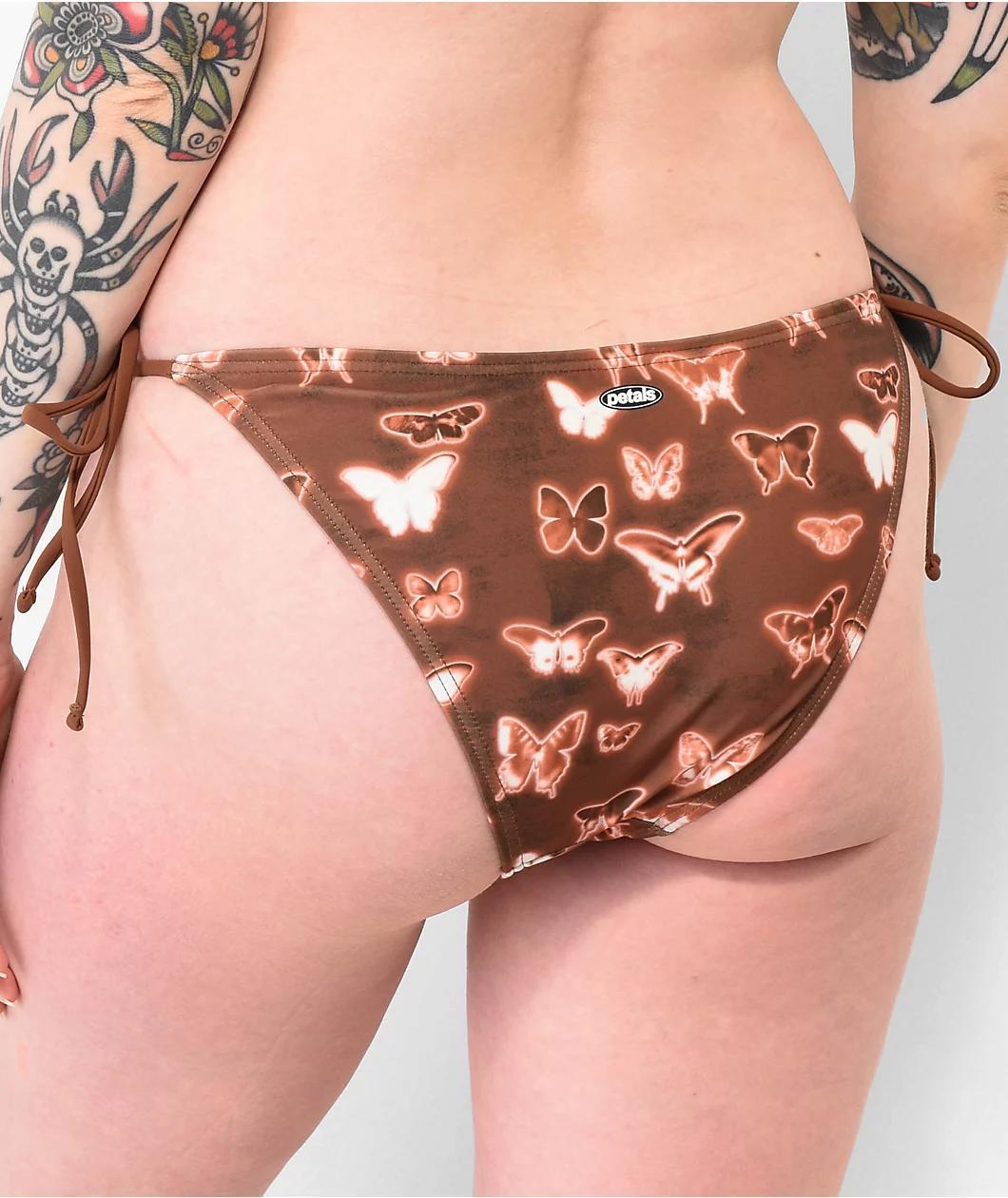 Petals by Petals and Peacocks Inverted Butterfly Brown Cheeky Bikini Bottom Product Image