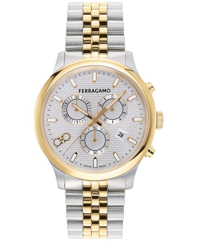 Salvatore Ferragamo Mens Duo Chronograph Two Tone Stainless Steel Bracelet Watch Product Image