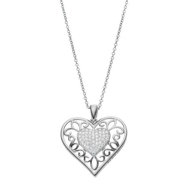 Sentimental Expressions Sterling Silver Cubic Zirconia Daughter Heart Necklace, Womens White Product Image