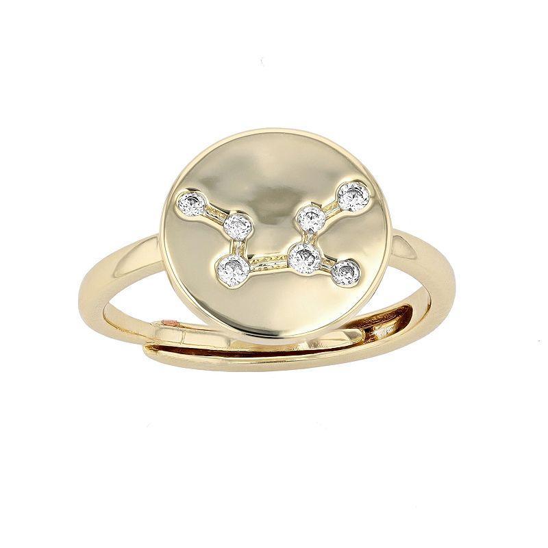 City Luxe Horoscope Cubic Zirconia Disk Horoscope Adjustable Ring, Womens, Gold Tone Capricorn Product Image