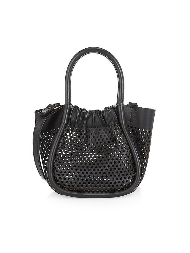 Womens Extra-Small Ruched Perforated Leather Tote Bag Product Image
