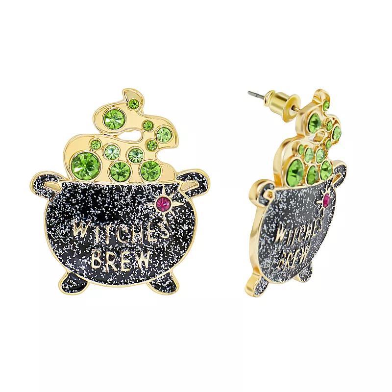 Celebrate Together Gold Tone Witches Brew Cauldron Stud Earrings, Womens, Black Product Image