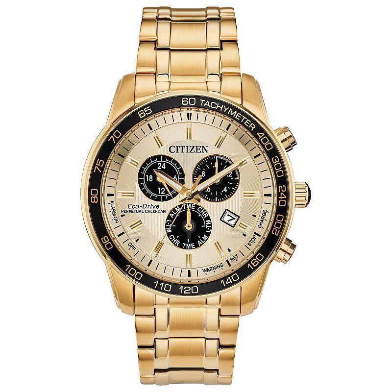 Citizen Mens Eco-Drive Brycen Gold Tone Stainless Steel Chronograph Bracelet Watch Product Image