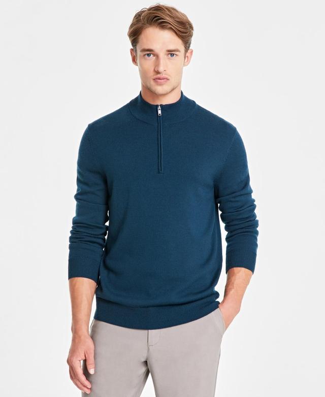 Alfani Mens Long-Sleeve Half-Zip Merino Sweater, Created for Macys Product Image