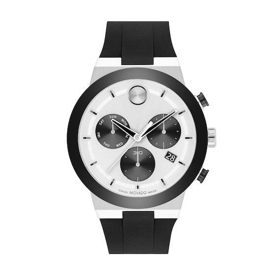 Movado Bold Mens Fusion Quartz Chronograph Black Silicone Strap Watch Product Image