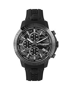 Plein Sport Mens Chronograph Date Quartz Plein Gain Black Silicone Strap Watch 43mm - Ion Plated Black Product Image