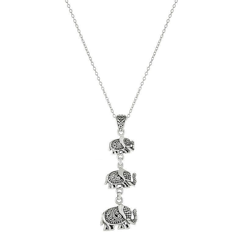 Athra NJ Inc Sterling Silver Triple Elephant Pendant Necklace, Womens Product Image