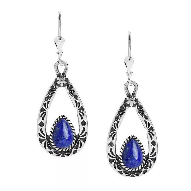 Southwest Spirit Sterling Silver and Stone Drop Earrings, Womens, Blue Lapis Product Image