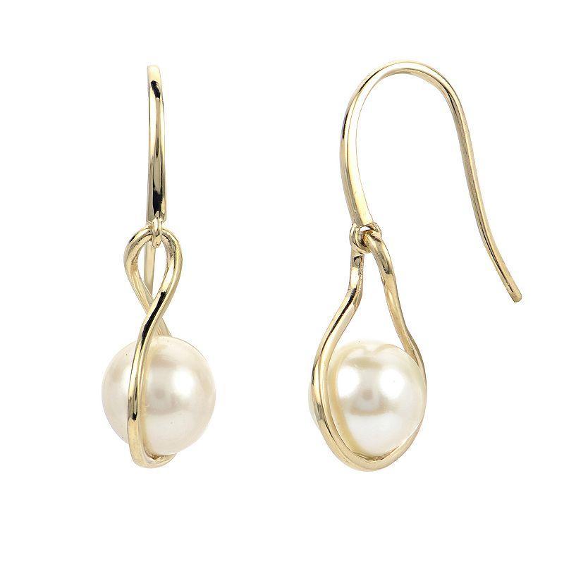 PearLustre by Imperial 14k Gold Freshwater Cultured Pearl Twist Drop Earrings, Womens Product Image