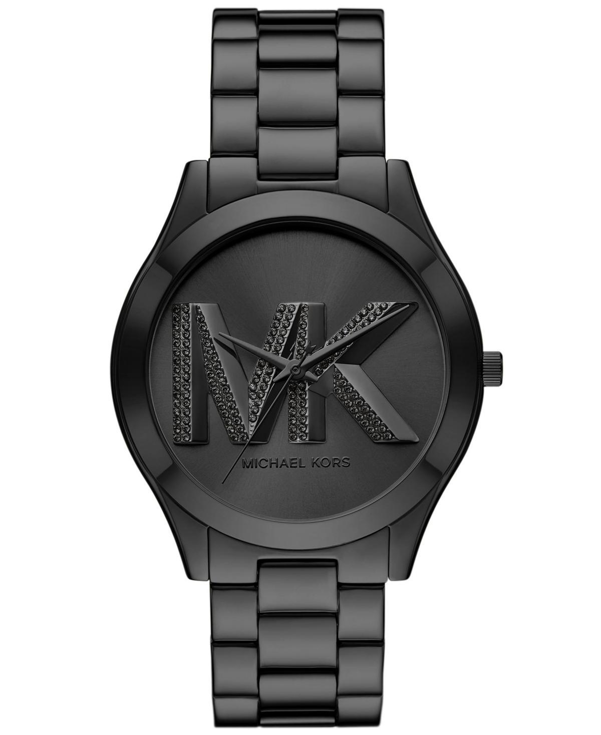 Michael Kors Womens Slim Runway Three-Hand Black Stainless Steel Watch 42mm Product Image