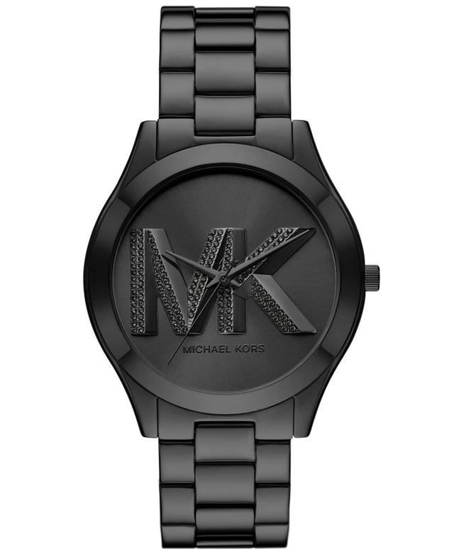 Michael Kors Womens Slim Runway Three-Hand Black Stainless Steel Watch 42mm Product Image