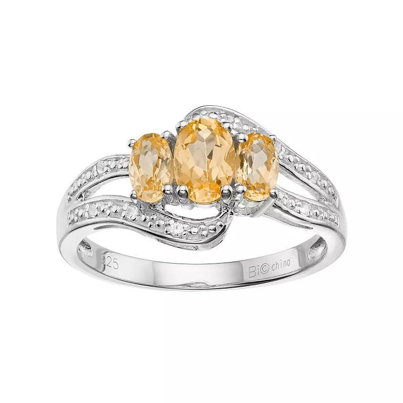 Gemminded Sterling Silver Citrine & White Topaz 3-Stone Bypass Ring, Womens Orange Product Image