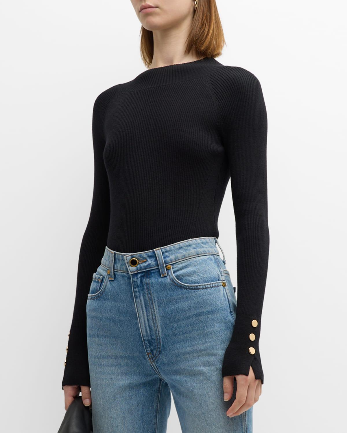 Womens Kassandra Rib-Knit Button-Cuff Sweater Product Image