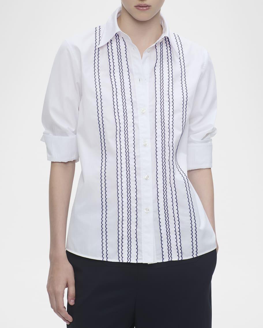 Arletty Scallop-Trim Cotton Shirt Product Image