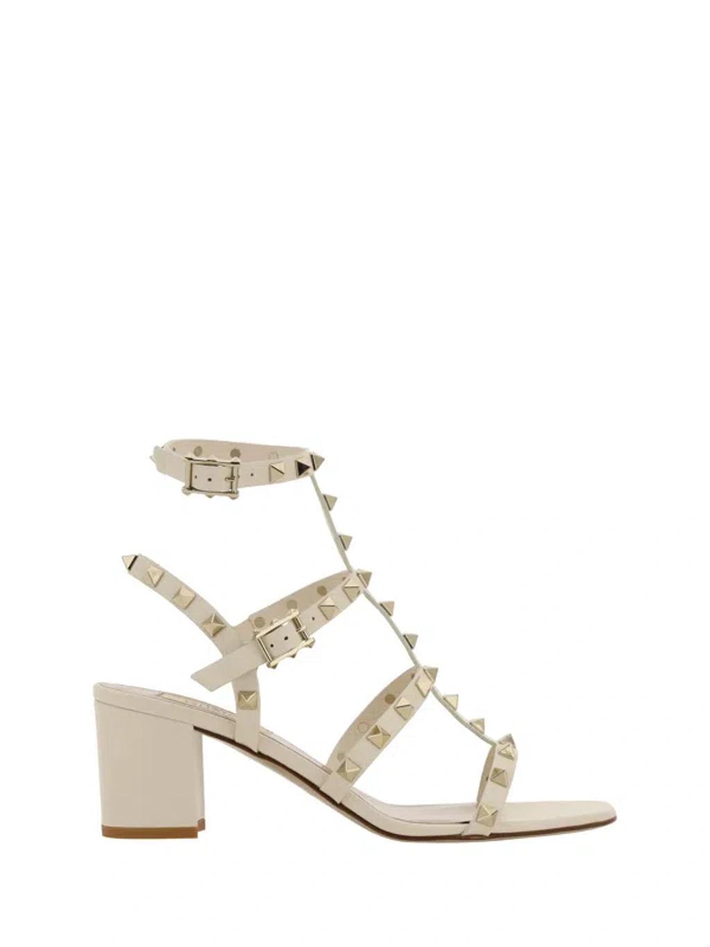 Rockstud 60 Leather Sandals In Light Ivory Product Image