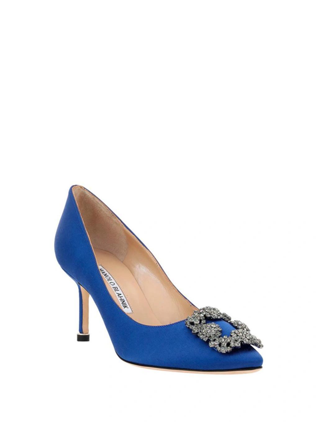 MANOLO BLAHNIK Hangisi Crystal-embellished Pumps In Blue Product Image