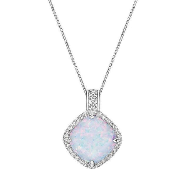 Gemminded Sterling Silver Lab-Created Opal & Lab-Created White Sapphire Pendant Necklace, Womens Product Image