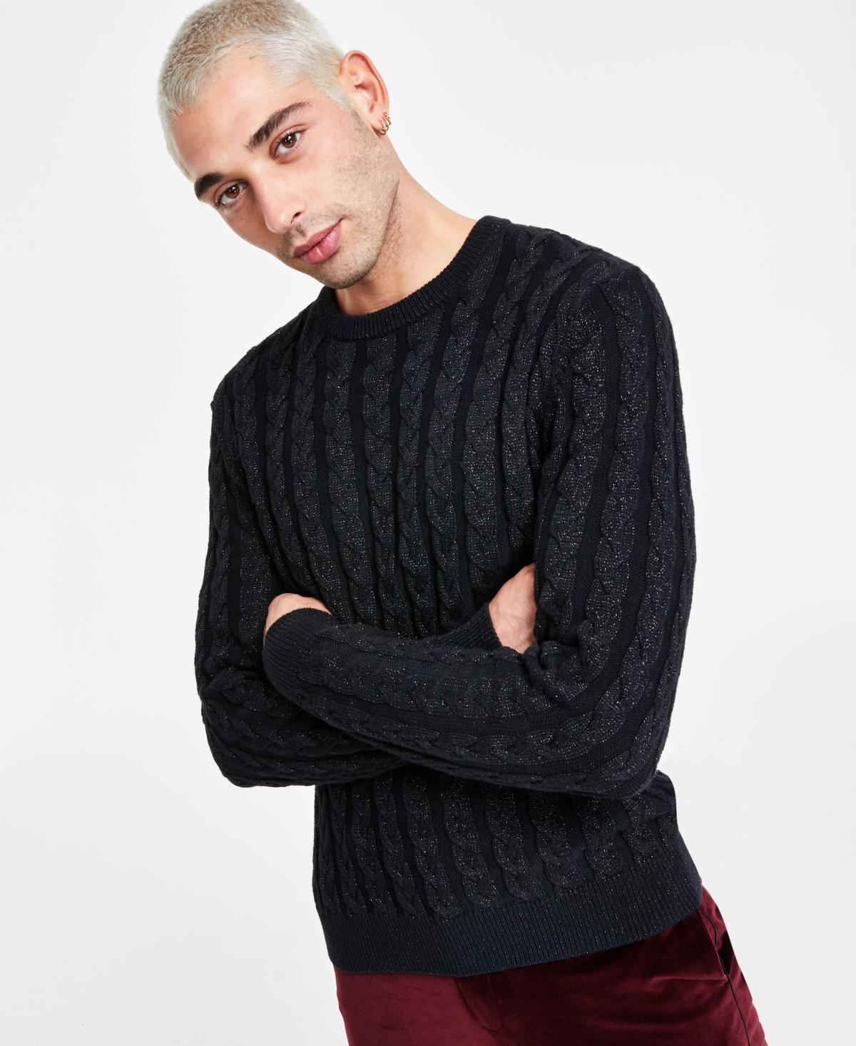 I.n.c. International Concepts Mens Regular-Fit Cable-Knit Crewneck Sweater, Created for Macys Product Image