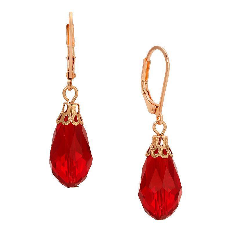 1928 Faceted Bead Drop Earrings, Womens, Red Product Image