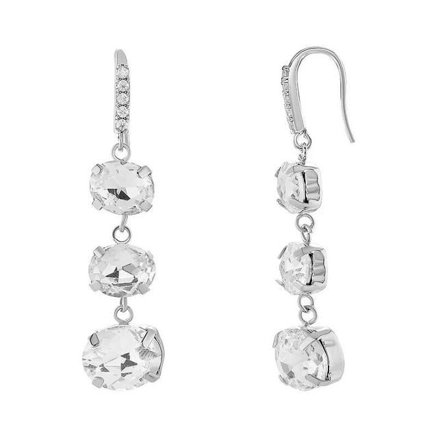 Emberly Silver Tone Crystal Trio Graduated Linear Drop Earrings, Womens, Grey Product Image