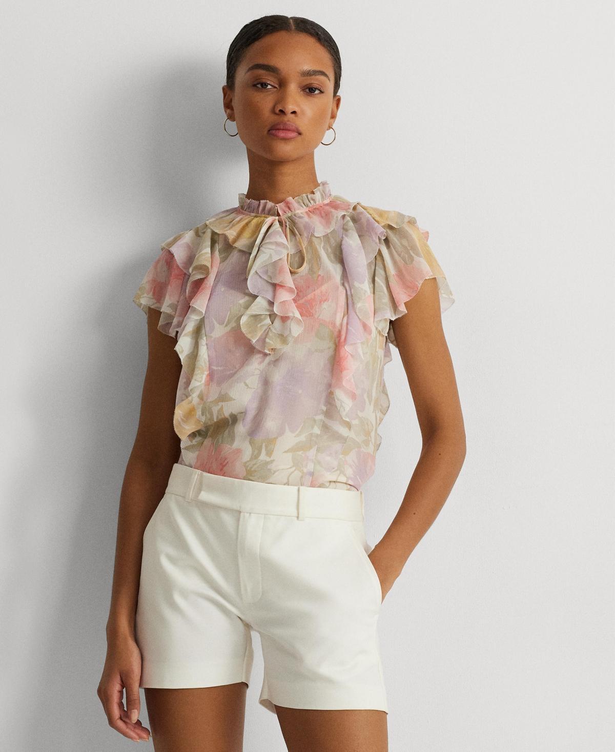 Lauren Ralph Lauren Womens Ruffled Flutter-Sleeve Blouse Product Image