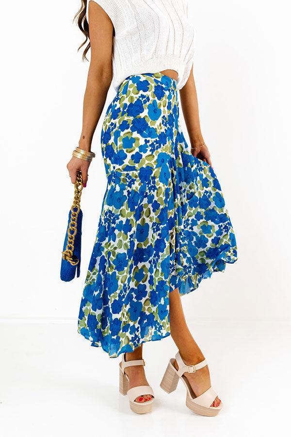 Only Sunshine Floral Skirt In Royal Blue Product Image