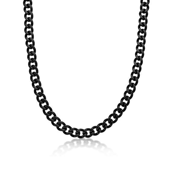 Men's 11.0mm Curb Chain Necklace in Solid Stainless Steel with Black IP - 20" Product Image