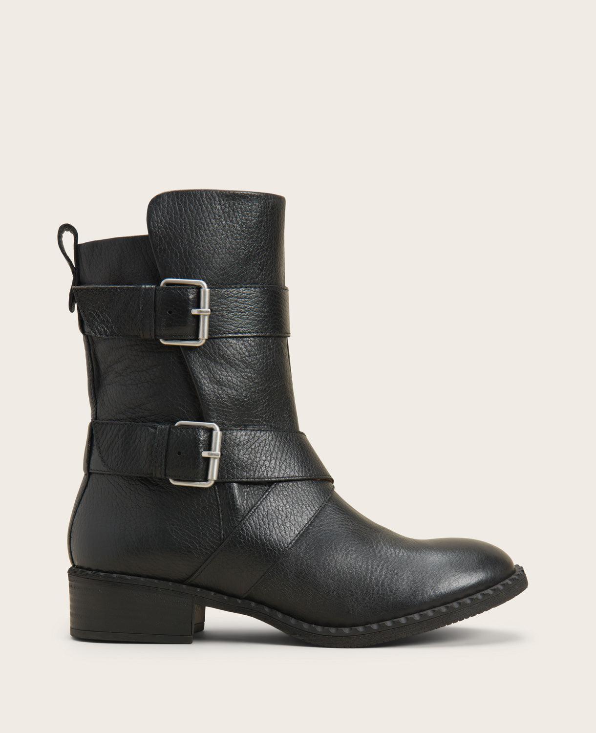 Gentle Souls | Best Double-Buckle Midshaft Moto Bootie in Black, Size: 9 by Kenneth Cole Product Image