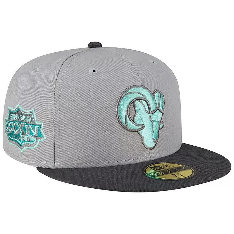 Mens New Era Gray/Graphite Los Angeles Rams Ram Head Aqua Pop 59FIFTY Fitted Hat Product Image