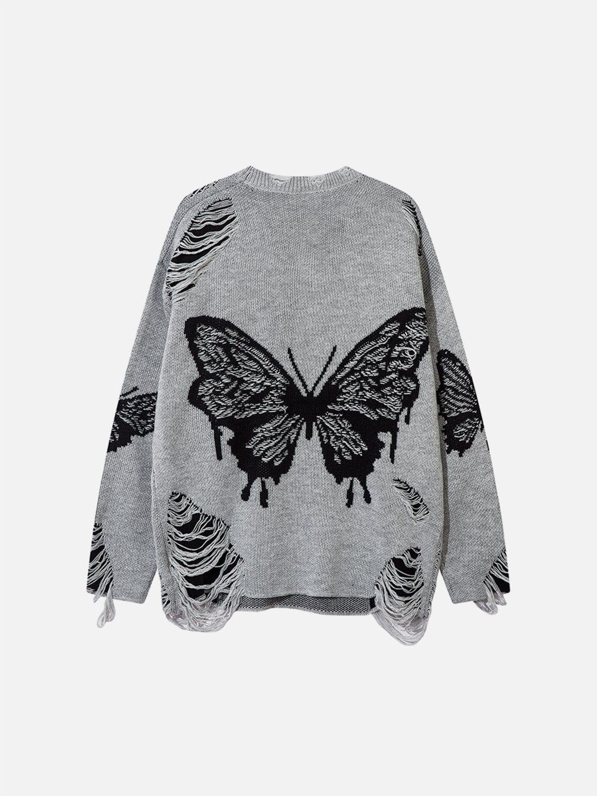 Aelfric Eden Butterfly Jacquard Distressed Sweater Product Image