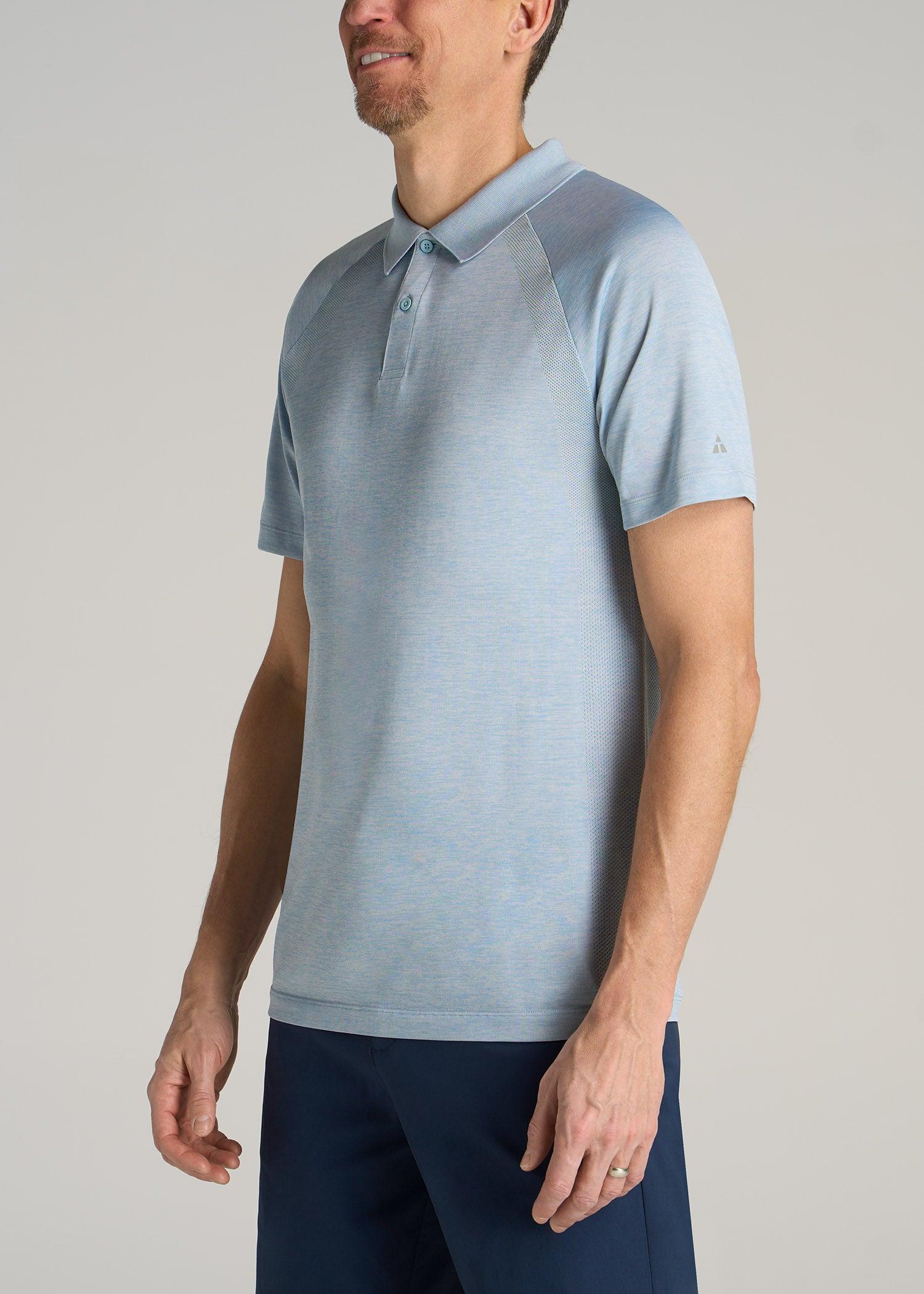 A.T. Performance: Raglan Men's Tall Polo Shirt in Light Blue Mix Male Product Image