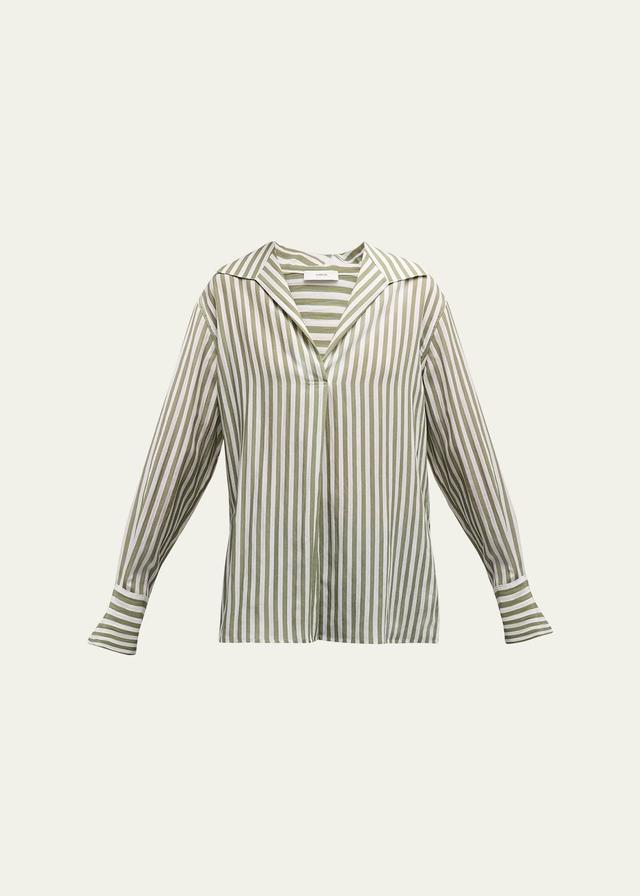 Coast Stripe Shaped-Collar Pullover Shirt Product Image