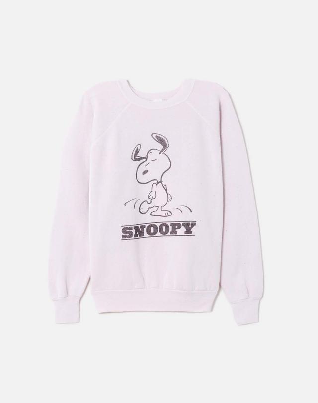 Upcycled "Snoopy Dancing" Sweatshirt in Heathered Light Pink - 11229747 Female Product Image