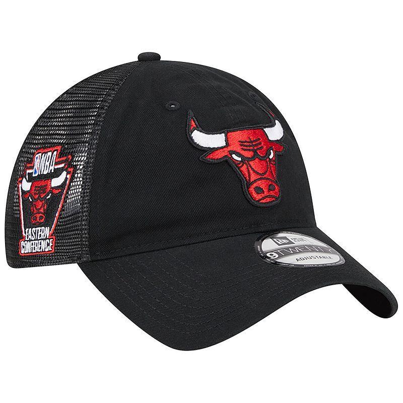 Mens New Era Chicago Bulls Distinct Side Patch Trucker 9TWENTY Adjustable Hat Product Image