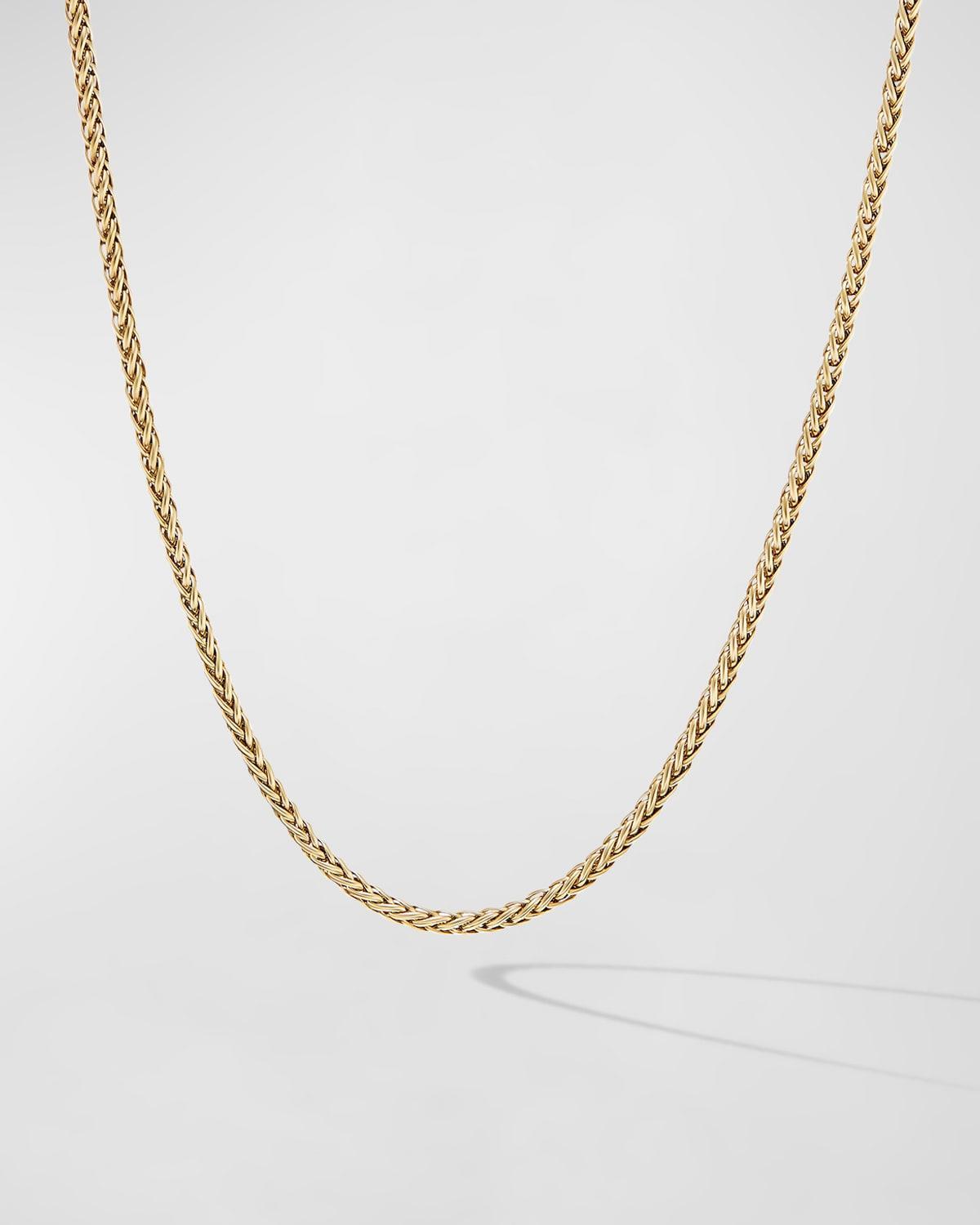 2.5mm Mens Wheat Chain Necklace in 18K Gold Product Image