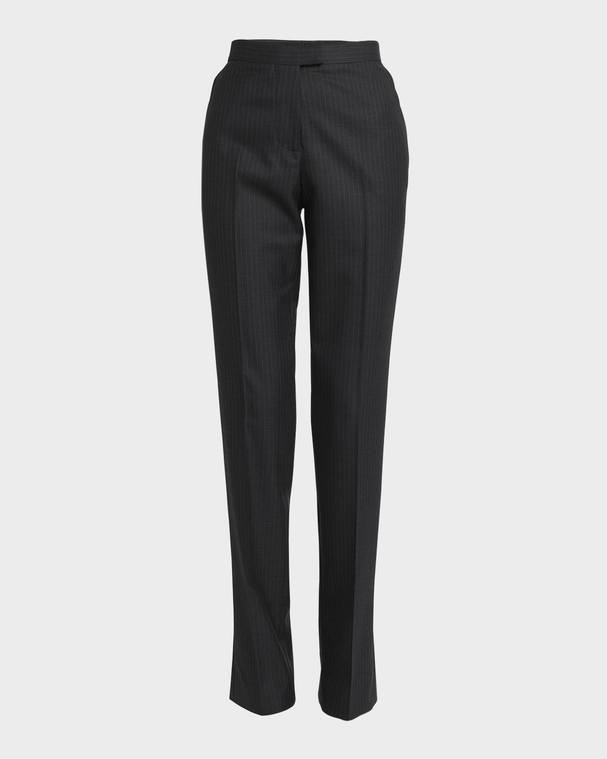 Straight-Leg Wool Pinstripe Trousers Product Image