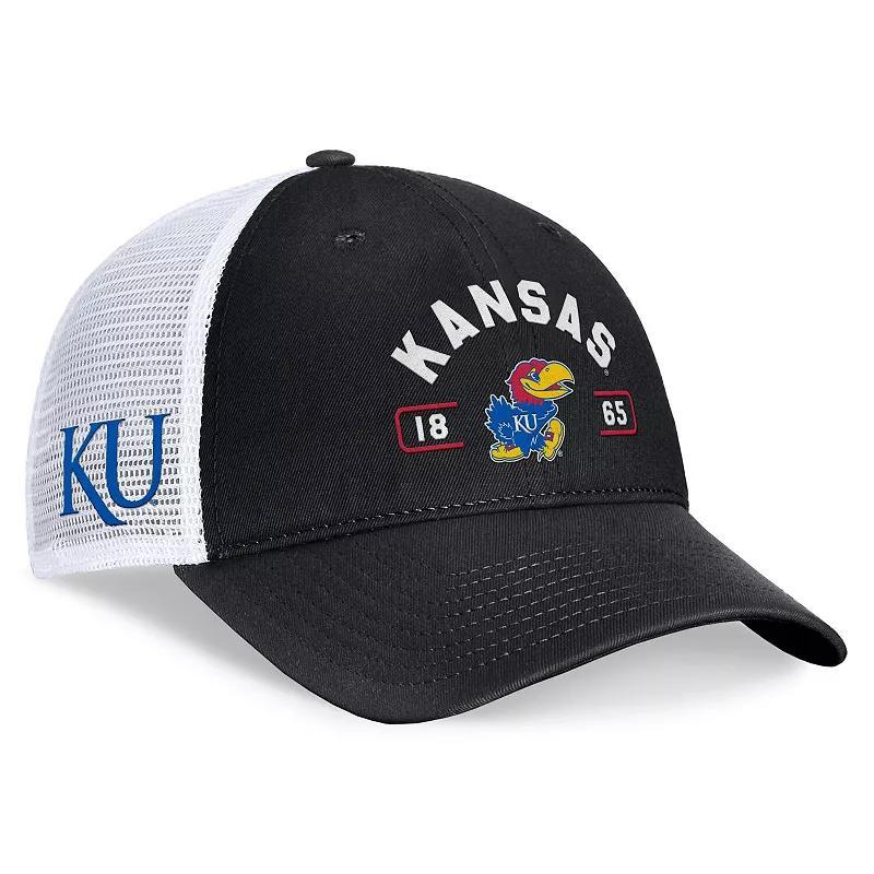 Top of the World Mens Black Kansas Jayhawks Free Kick Trucker Adjustable Hat - Black, White Product Image