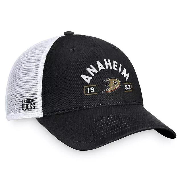 Mens Fanatics Black/White Anaheim Ducks Free Kick Trucker Adjustable Hat Product Image