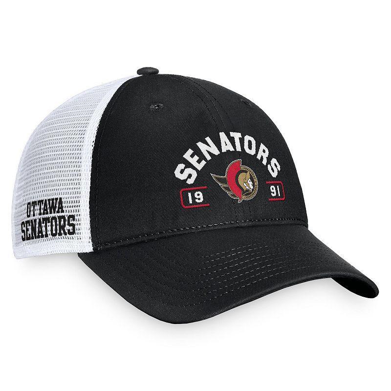 Mens Fanatics Black/White Ottawa Senators Free Kick Trucker Adjustable Hat Product Image