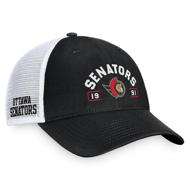 Fanatics Mens Black Ottawa Senators Free Kick Trucker Adjustable Hat - Black, White Product Image