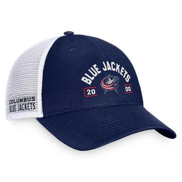 Fanatics Mens Navy Columbus Blue Jackets Free Kick Trucker Adjustable Hat - Navy, White Product Image